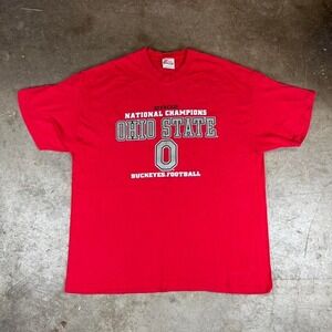 Y2K vintage Ohio State Buckeyes National Champions football red‎ cotton t-shirt